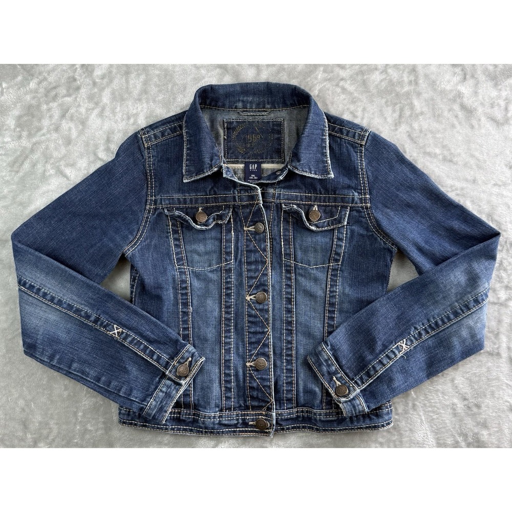 GAP Kids Denim Jean Jacket XXL 14-16 Blue Trucker Button Front